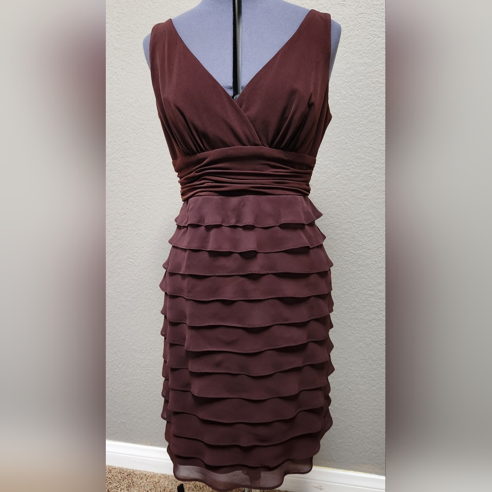 Brown cocktail wedding quest dress